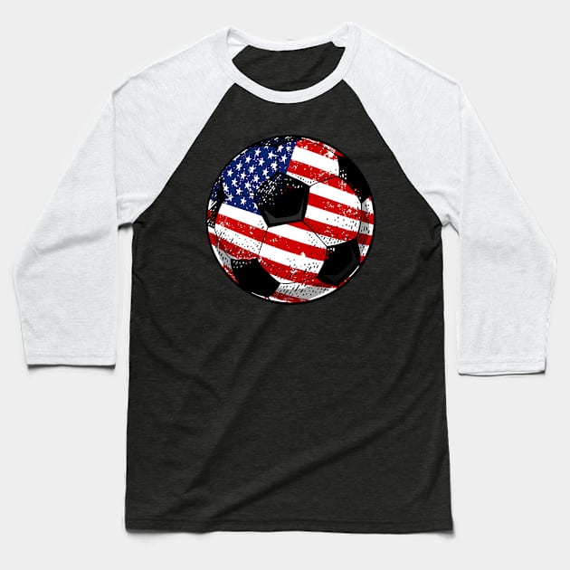 Soccer American Flag 4Th Of July Baseball T-Shirt by schaefersialice